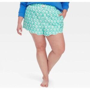 Roller Rabbit for Target Teal Floral Scalloped Hem Pajama Shorts Womens XL